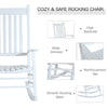 Outdoor Rocking Chair, Wooden Rustic High Back All Weather Rocker, Slatted for Indoor, Backyard & Patio, White