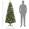 6' Decorated Christmas Trees, Skinny Prelit Artificial Christmas Tree with Snow-dipped Branches, Auto Open, Pinecones