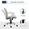 Mid Back Home Office Chair with Adjustable Height, Computer Chair with High Armrests and Rocking Function, Light Grey/White
