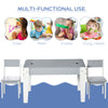 3 Pcs Kids Table and Chair Set with Storage Under Tabletop, Activity Table and 2 Chairs, Kids Drawing Table for Playroom Furniture, Grey
