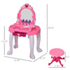 Children Dressing Table Set Girls, Pretend Princess Vanity Table with Music Lightening - Pink
