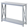2-Tier Bench Sofa Console Table with Underneath Storage Shelf for the Entryway  Living Room  & Hallway  Grey