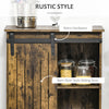 Industrial Sideboard Storage Cabinet, Serving Bar Buffet with Sliding Barn Door and 6-Bottle Wine Rack, Brown
