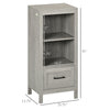 Bathroom Storage Cabinet, Small Floor Cabinet with Open Compartments and Drawer for Living Room and Playroom, Grey