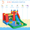 6-in-1 Kids Inflatable Bounce House Jumping Castle with Slide, Water Pool & Climbing Wall, Inflator Included