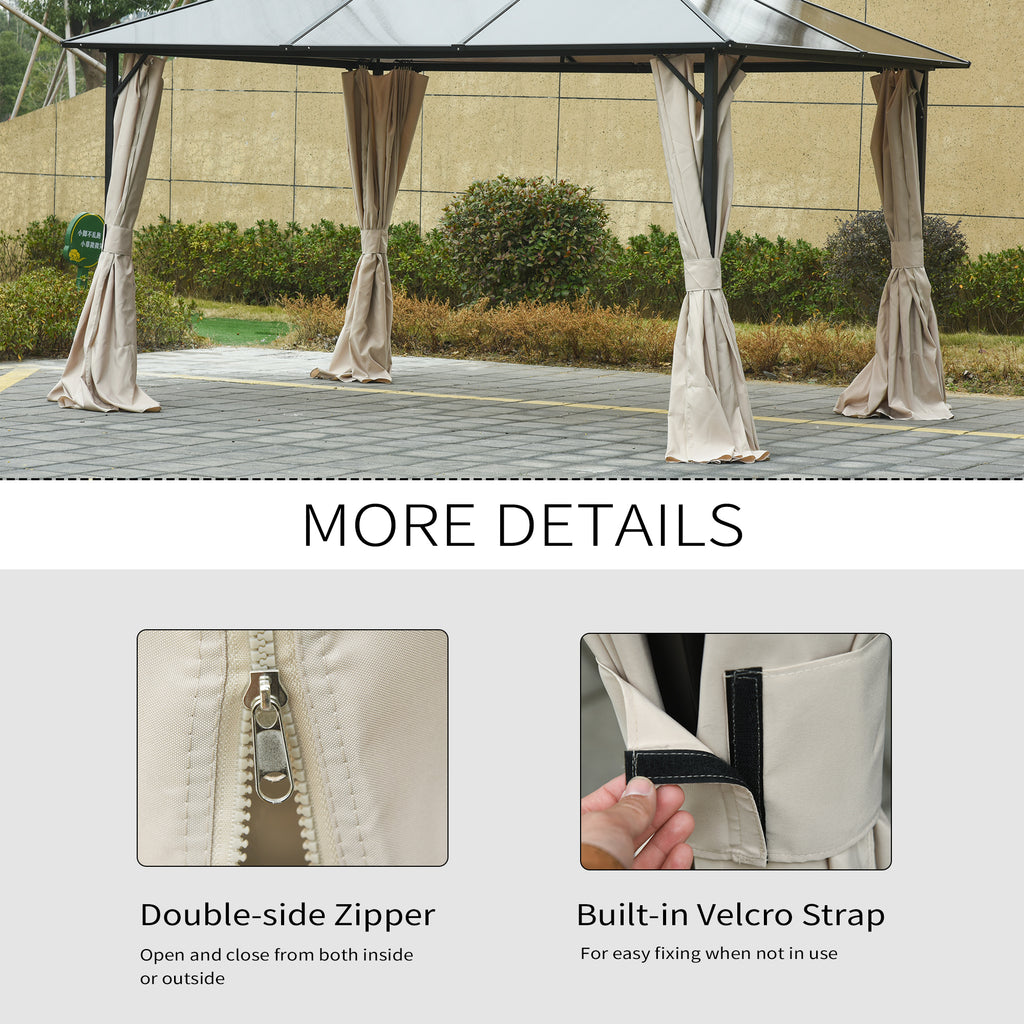 10' x 13' Universal Gazebo Sidewall Set with 4 Panel, 48 Hook/C-Ring Included for Pergolas & Cabanas, Beige