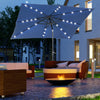 9' x 7' Patio Umbrella Outdoor Table Market Umbrella with Crank, Solar LED Lights, 45Â° Tilt, Push-Button Operation, for Deck, Pool, Blue