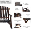 Wooden Rocking Chair, Indoor Outdoor Porch Rocker with Slatted Design, High Back for Backyard, Garden, Carbonized