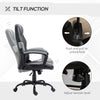 PU Leather Home Office Chair Racing Gaming Chair with Swivel Wheels Adjustable Height Padded Armrest Gray