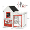 51" Chicken Coop, Wooden Hen Run House, Quail hutch with Nesting Box, Slide-out Tray, Asphalt Roof, Storage Compartment, White