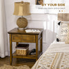 Retro Side Table, End Table with Storage Drawer and Open Shelf for Living Room, Bedroom, Dark Coffee