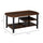 Vintage Industrial Coffee Table with Under-Top Storage Shelves and Rounded Corners, Dark Wood Color