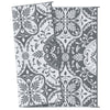 RV Mat, Outdoor Patio Rug / Large Camping Carpet with Carrying Bag, 9' x 12', Waterproof Plastic Straw, Reversible Design for Backyard, Porch, Picnic, Poolside, Gray & White Floral
