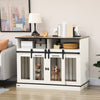 Dog Crate Furniture for Large Dogs, Double Dog Kennel for Small Dogs with Shelves, Sliding Doors, 47" x 23.5" x 35", White