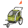 Elite 360 Swivel Double Child Two-Wheel Bicycle Cargo Trailer With 2 Harnesses, Green