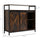 Industrial Sideboard, Buffet Cabinet with Sliding Barn Doors, Storage Cabinets, Stemware Racks, Drawer for Kitchen, Home Bar, Rustic Brown