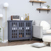 Modern Kitchen Sideboard, Buffet Cabinet with 2 Storage Cupboard, Glass Doors, Round Legs for Living Room, Bedroom, Grey