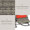 Outdoor Rattan Wicker Rocking Chair Patio Recliner with Soft Cushion, Adjustable Footrest, Max. 135 Degree Backrest, Red