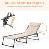 Folding Chaise Lounge Chair, Outdoor Padded Reclining Chair with 5-position Adjustable Backrest, Pillow and Pocket for Patio, Beach, Beige