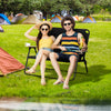Portable Folding Double Camping Chair Cup Holder, Loveseat for 2 Person, Outdoor Chair with Wood Armrest Beach Travel, Black