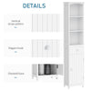 Slim Bathroom Storage Cabinet, Freestanding Linen Cabinet with Knob, Stripe Pattern and 3 Open Shelves, 1 Drawer, Bath Room Cabinet, White