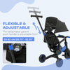 3-in-1 Toddler Tricycle with Aluminum Frame, Kids Trike with Adjustable Push Handle, Canopy and Seat Angle for 18-48 Months, Blue