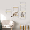6PCs Modern Cat Wall Shelves, Steel Wall-mounted Climbing Shelf Set, Height Adjustable Kitten Activity Center with Jumping Platform, Cream
