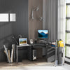 L Shaped Corner Desk 69" X 69" Modern Symmetrical Smoked Glass Top Steel Metal L-Shaped Corner Assembled Computer Desk