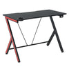 47 inch Gaming Computer Desk, Home Office Gamer Table Workstation with Cup Holder, Headphone Hook, Cable Management, Carbon Fiber Surface