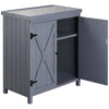 Garden Storage Cabinet, Outdoor Tool Shed with Galvanized Top and Two Shelves for Yard Tools or Pool Accessories, Grey