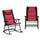 2 Piece Folding Rocking Chair Set with Armrests, Padded Seat and Backrest, Red & Black