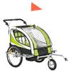 Children's Trailer & Stroller w/ Reflectors & 5 Point Harness Green