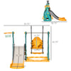 3-IN-1 Kids Swing and Slide Set with Basketball Hoop Slide Swing Adjustable Seat Height Toddler Playground Activity Center Indoor and Outdoor