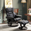 Massage Recliner and Ottoman, PU Leisure Office Chair with 10 Vibration Points, Adjustable Backrest, Side Pocket and Remote Control, Black