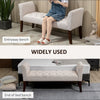 End of Bed Bench with Button Tufted Design, Upholstered Bench with Arms and Solid Wood Legs for Bedroom, Beige
