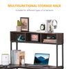 L-Shaped Home Office Desk with Bottom Tower Shelf, 3 Cube Shelves, Computer Writing Desk with Metal Frame, Walnut Brown