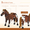 Children's Plush Interactive Ride-On Horse Toy with Sound, Dark Brown/White