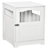 Furniture Stylish Dog Kennel, Wooden & Wire End Table with Cushion & Lockable Door, Miniature Size Pet Crate Indoor Puppy Cage, White