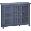 Modern Kitchen Sideboard, Buffet Cabinet with 2 Storage Cupboard, Glass Doors, Round Legs for Living Room, Bedroom, Grey