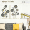 3D Metal Wall Art Set of 2 Modern Lotus Leaves Hanging Wall Sculpture Home Decor for Living Room Bedroom Kitchen 20"x32"x2, Grey and Gold