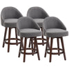 26" Counter Height Bar Stools, Linen Fabric Kitchen Stools with Nailhead Trim, Rubber Wood Legs and Footrest for Dining Room, Counter, Pub, Set of 4, Dark Gray