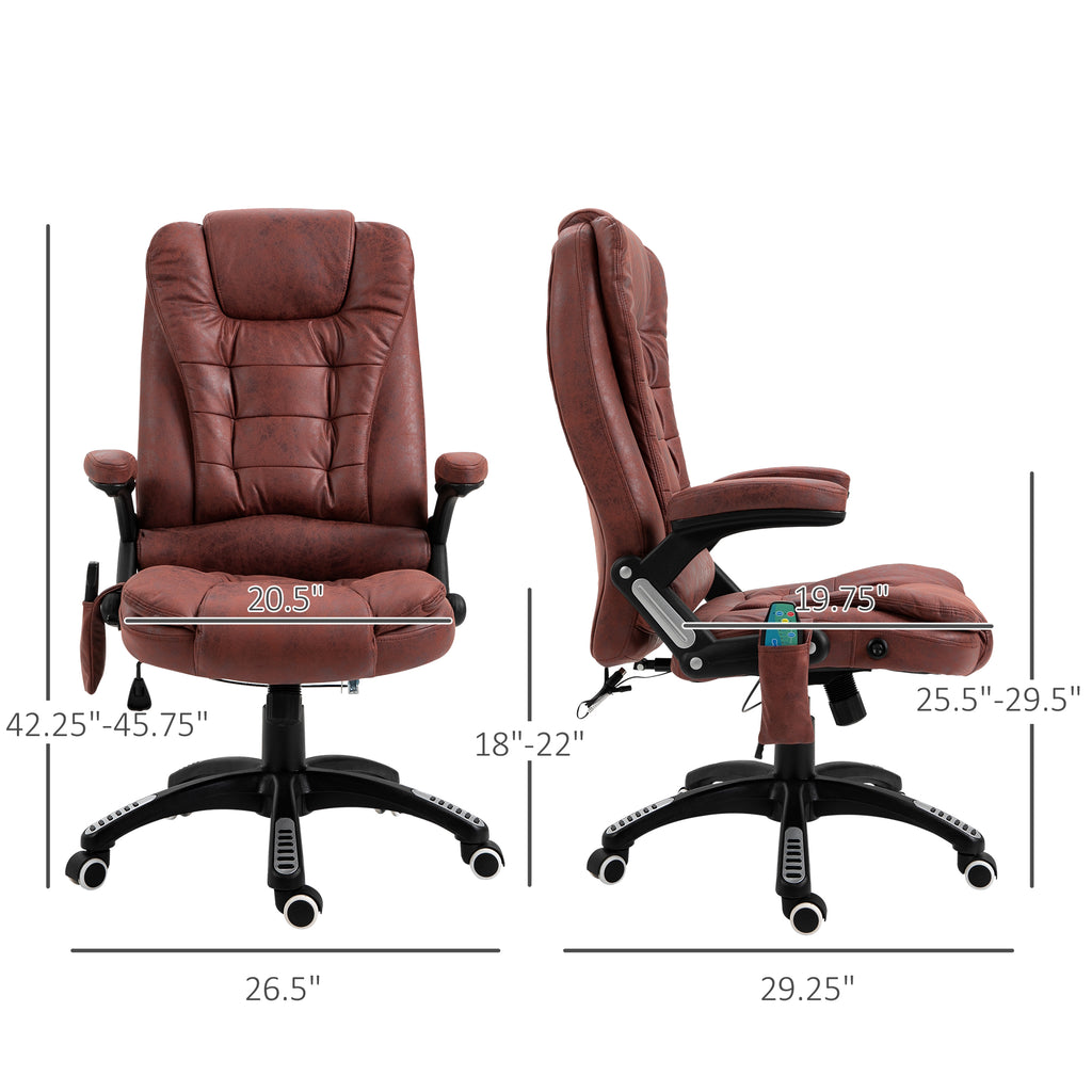 Ergonomic Vibrating Massage Office Chair High Back Executive Heated Chair with 6 Point Vibration Reclining Backrest Padded Armrest, Red