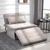 4-In-1 Design Convertible Sofa Tea Table Lounge Chair Single Bed with 5-Level Adjustable Backrest, Footstool and Metal Frame, Light Brown