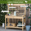 Potting Bench Table, Garden Work Bench, Workstation with Metal Sieve Screen, Removable Sink, Additional Hooks and Baskets for Patio, Natural