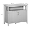 Modern Sideboard Buffet with Ribbed Door, Buffet Cabinet with Anti-Tipping Design and Adjustable Shelves for Kitchen, Buffet Table, Grey