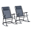 Mesh Outdoor Patio Folding 2-Piece Rocking Chair Set with Ergonomic & Folding Design - Grey