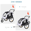 Elite II 2-In-1 Pet Dog Bike Trailer and Stroller with Suspension and Storage Pockets - White