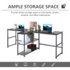 Two Person Computer Desk Workstation with Middle Armrest Shelf and 2 Storage Shelves, 83" Black