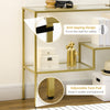 Gold Console Table, 39" Tempered Glass Sofa Table, Narrow Entryway Table with Storage Shelves, Steel Frame for Living Room, Hallway