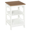 Modern End Table, Accent Side Table with 2 Storage Shelves for Living Room, Bedroom, White